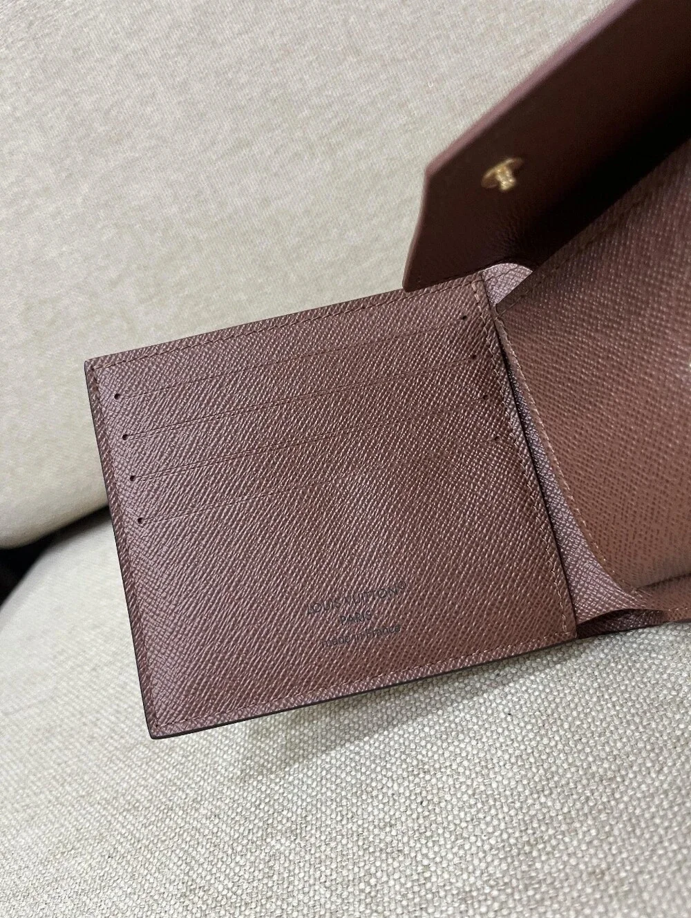 Louis Vuitton Tan/Brown Leather Money Clip Wallet
